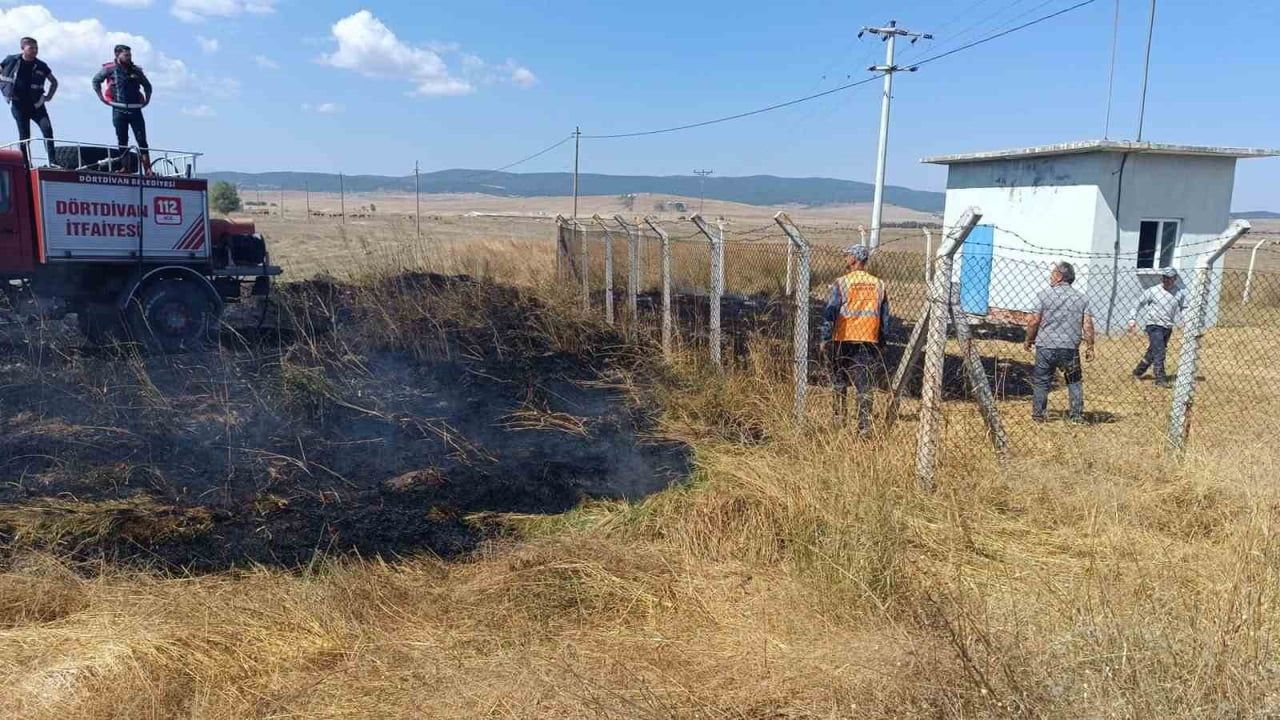Anız alevleri Dörtdivan'da itfaiyenin hızlı müdahalesiyle kontrol altına alındı