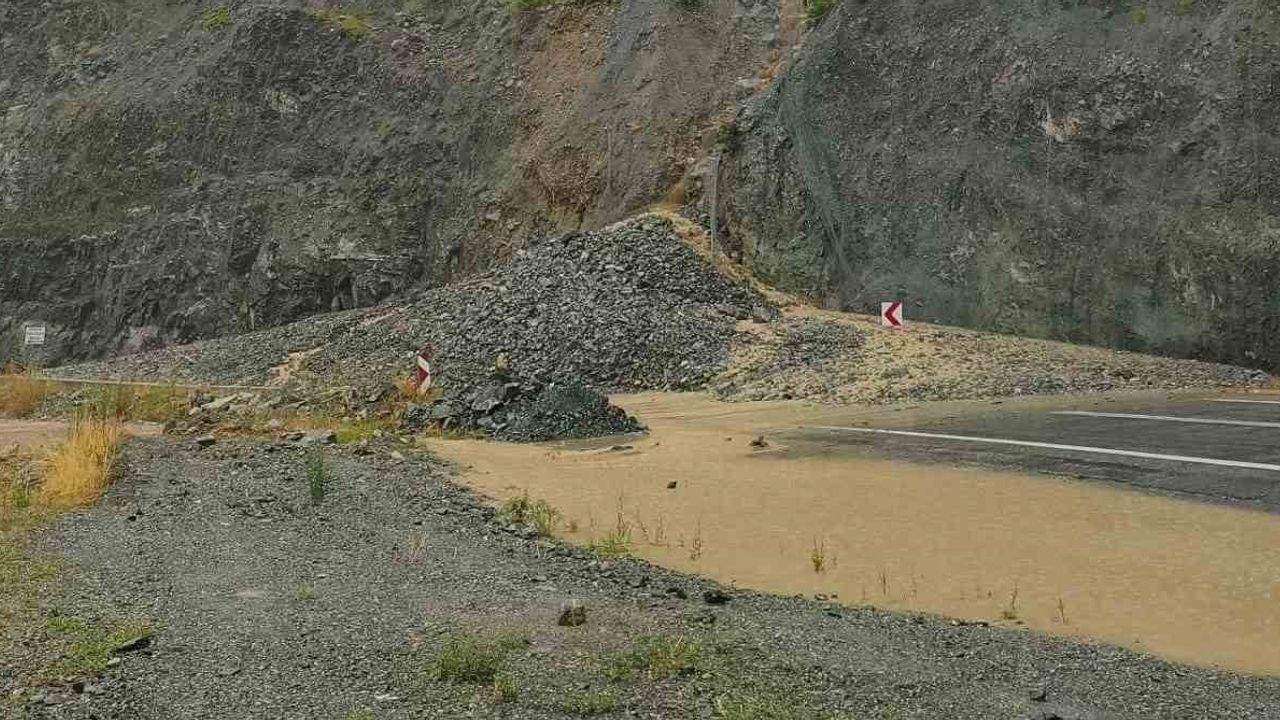 Artvin'de tünel çıkışında heyelan, kentte sokakları süren sel görüntüleri