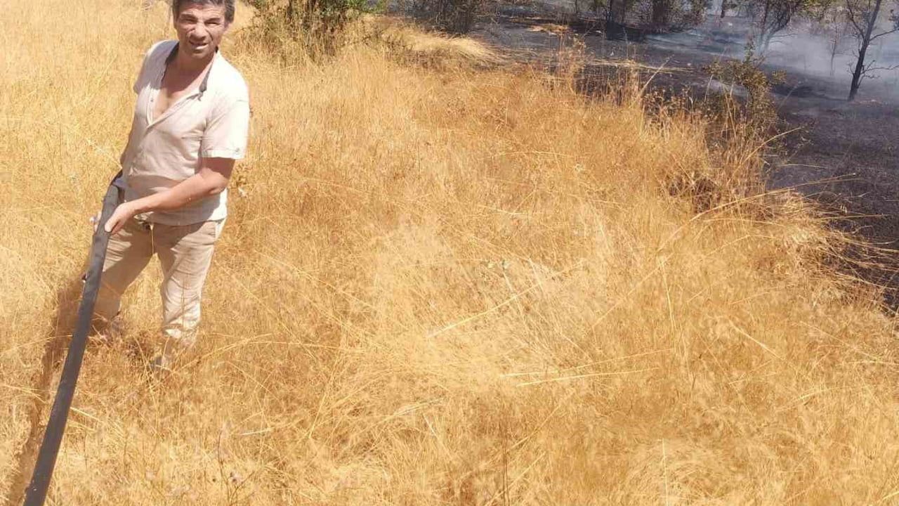 Ayvacık'ta öğle vakti otluk yangını: orman ekipleri havadan ve karadan müdahaleye başladı