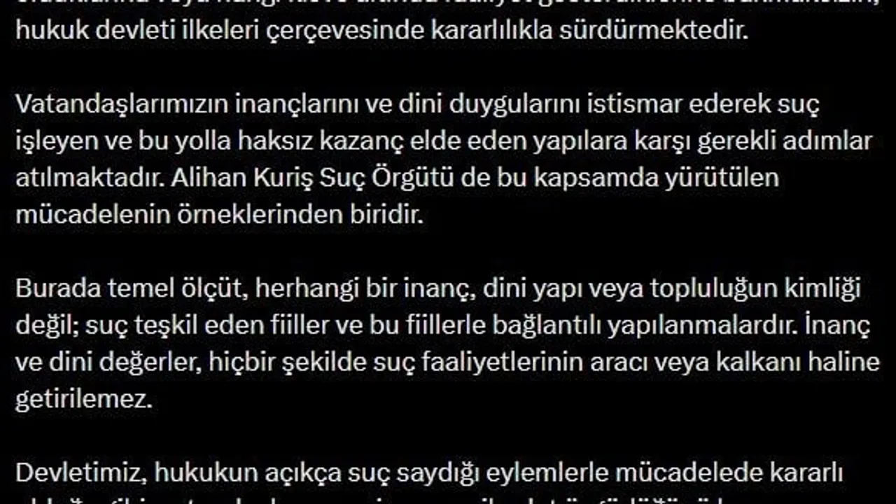 Bakan Gürlek'ten suç örgütlerine dini örtü kullanılamaz uyarısı