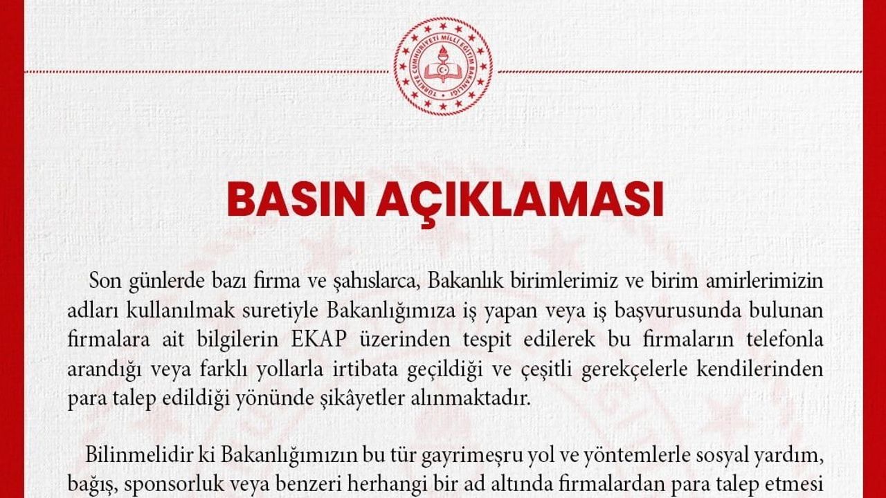 Bakanlıktan dolandırıcılık uyarısı: firmalardan bağış veya ödeme talebi yok