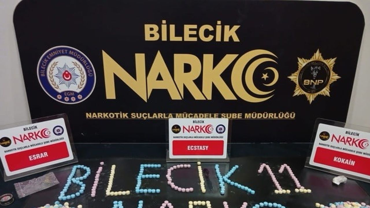 Bilecik merkezli operasyonda ecstasy, kokain ve esrar ele geçirildi