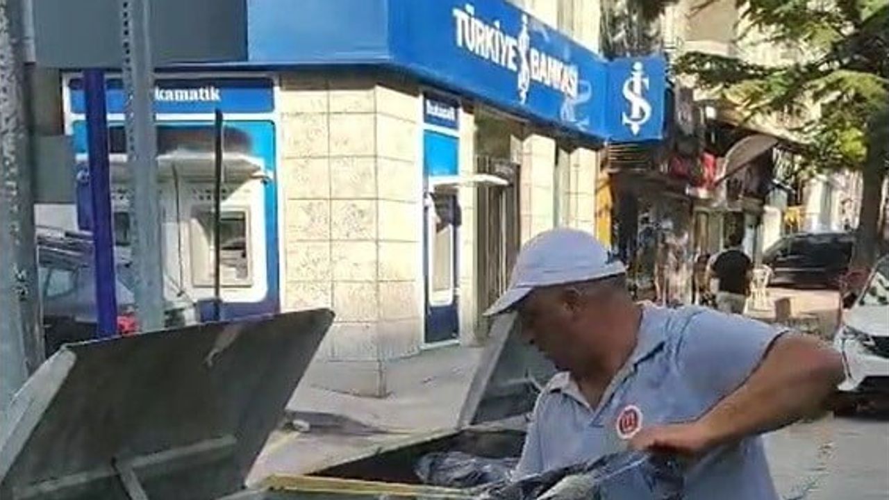 Bilecik'te sigara izmariti konteynırı tutuşturdu, temizlik işçisi alevleri söndürdü