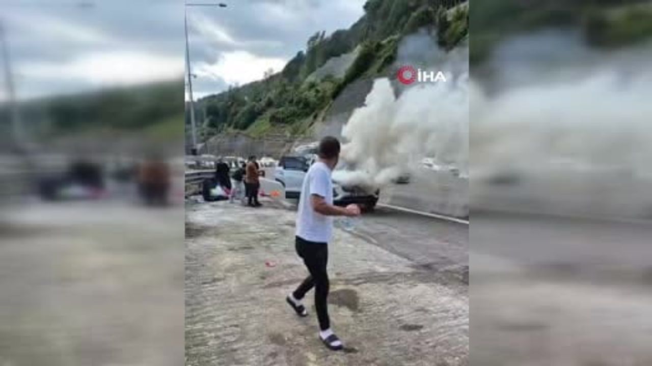 Bolu Dağı tüneli girişinde cip alev aldı, ekipler müdahale etti