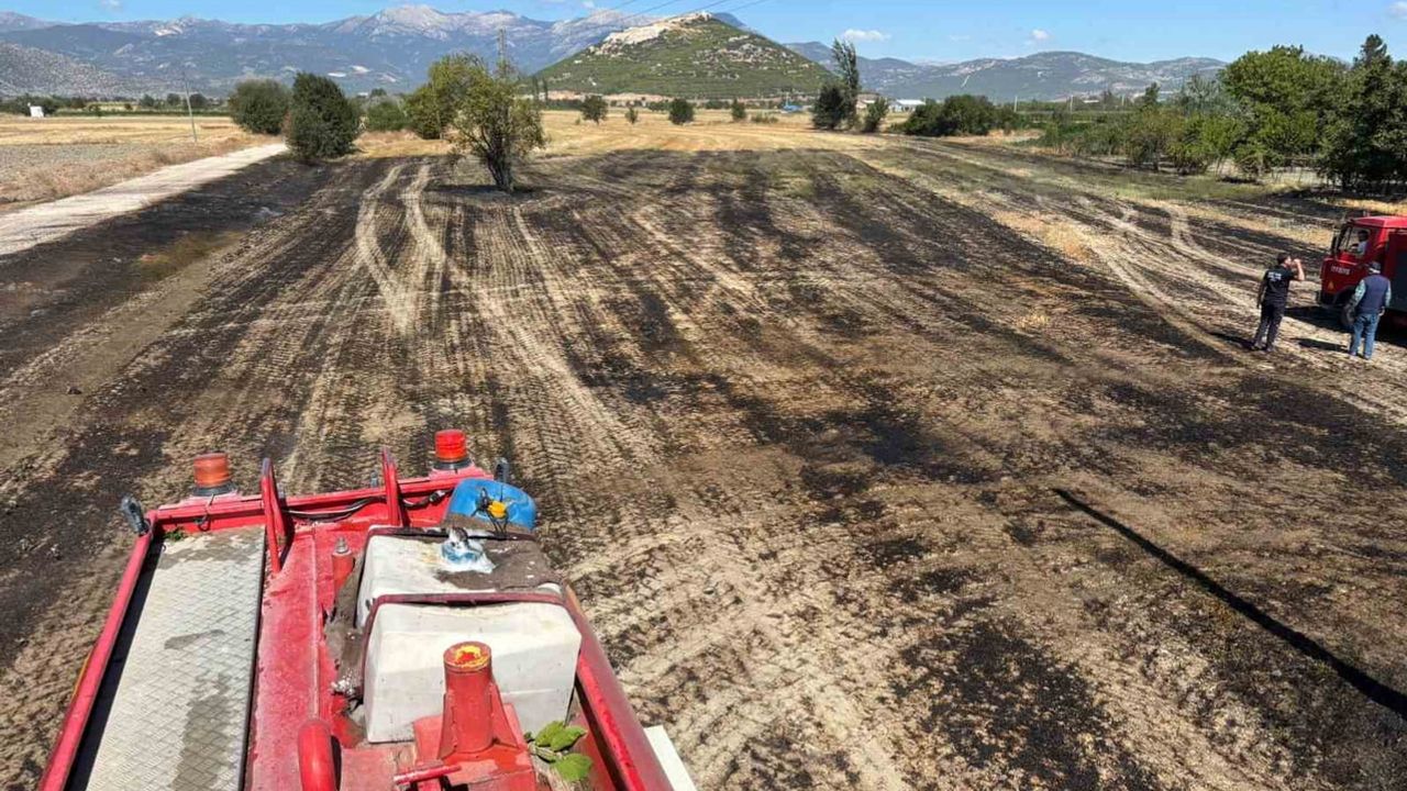 Bucak'ta anız yangını yaklaşık 7 dönümlük arazide etkili oldu