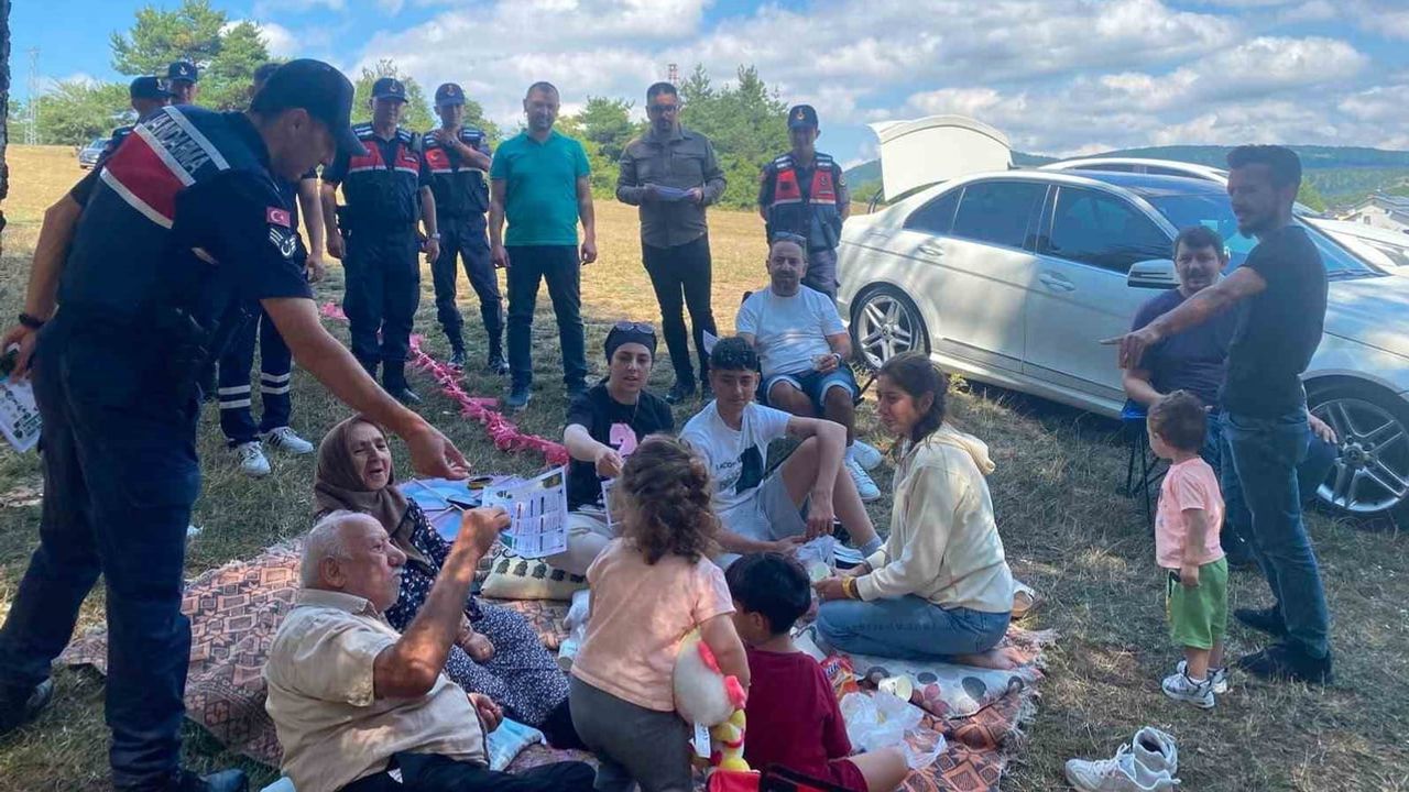 Çamiçi yaylası'nda piknikçilere jandarma ve akademisyenlerden yangın önleme çağrısı