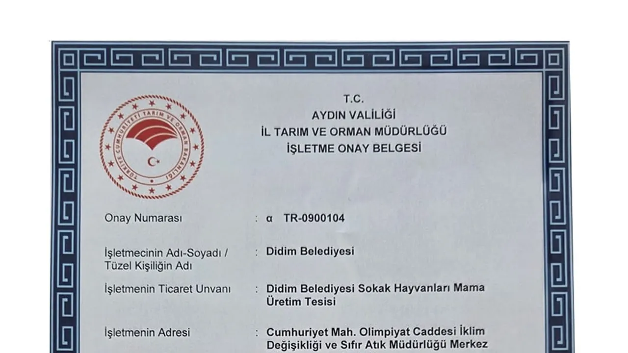Didim’de belediyenin mama üretim tesisi Tarım ve Orman Bakanlığı onayı aldı
