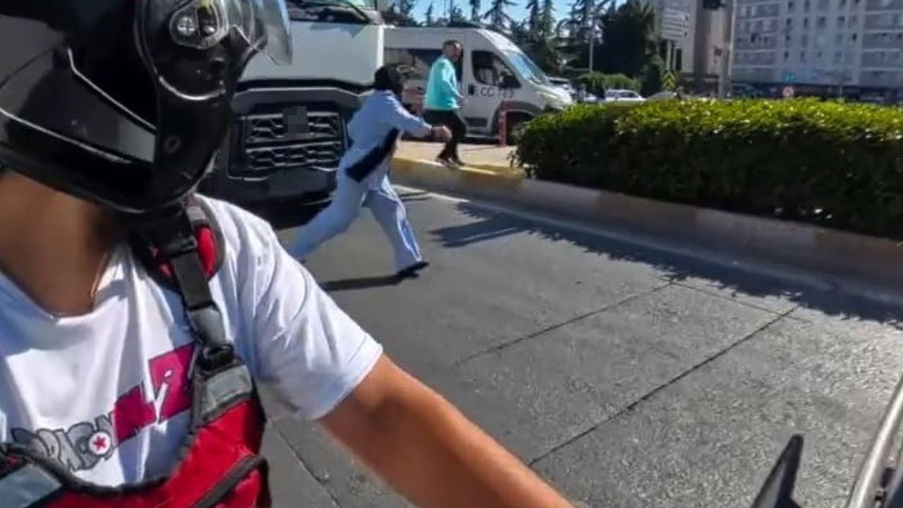 Dolmuştan inip tırın önünden geçerken kadının refleksi hayatını kurtardı