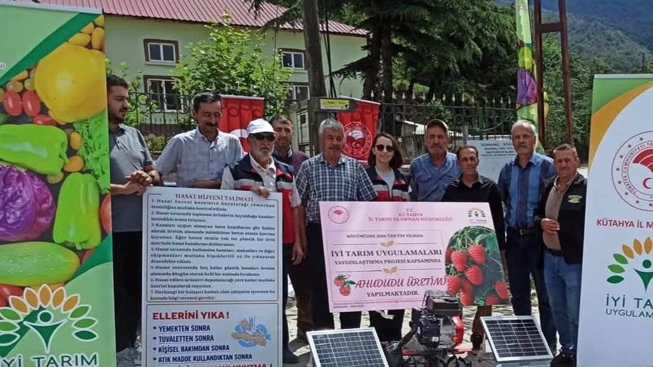 Domaniç'te ahududu üretimine güneş panelli çit ve ekipman desteği