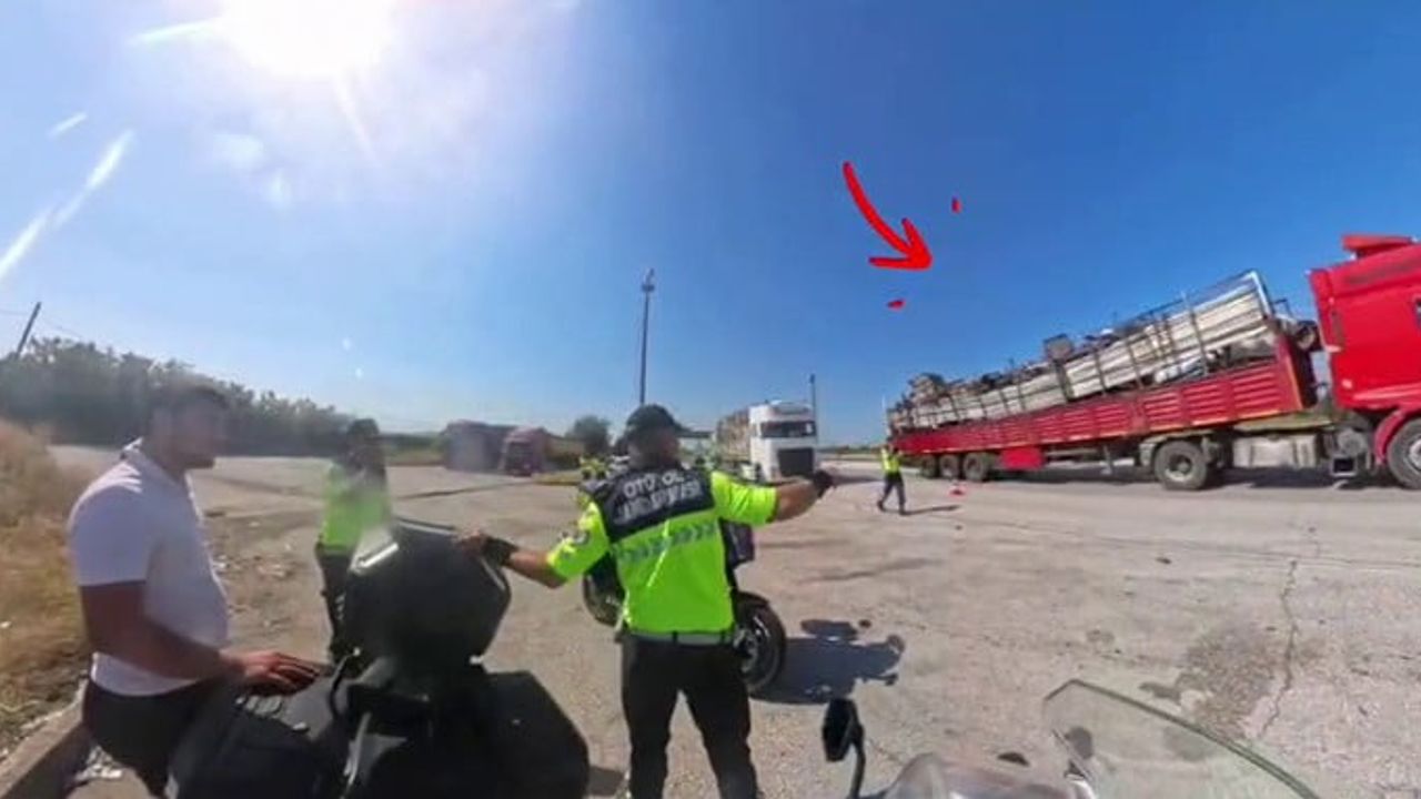 Dron destekli denetimde yola saçılacak yük taşıyan tır sürücüsüne ceza