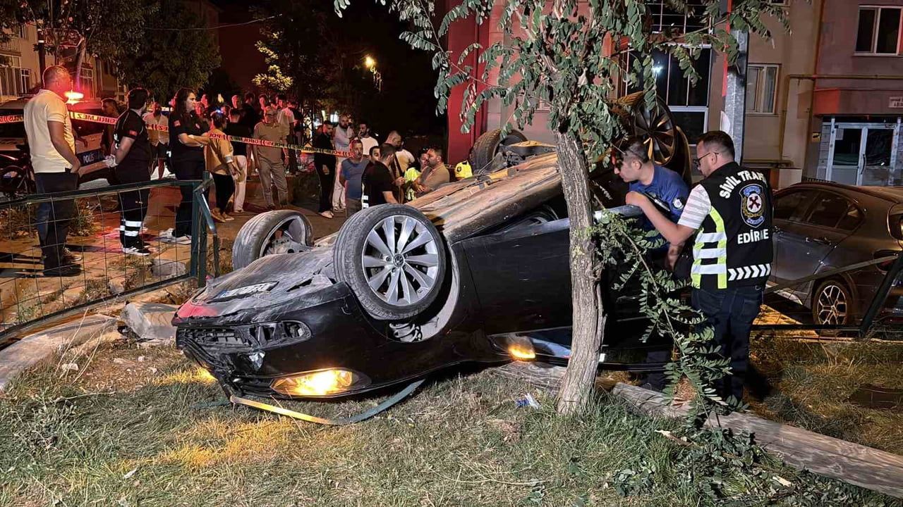 Edirne'de takla atan otomobilde kopan parmak için seferberlik