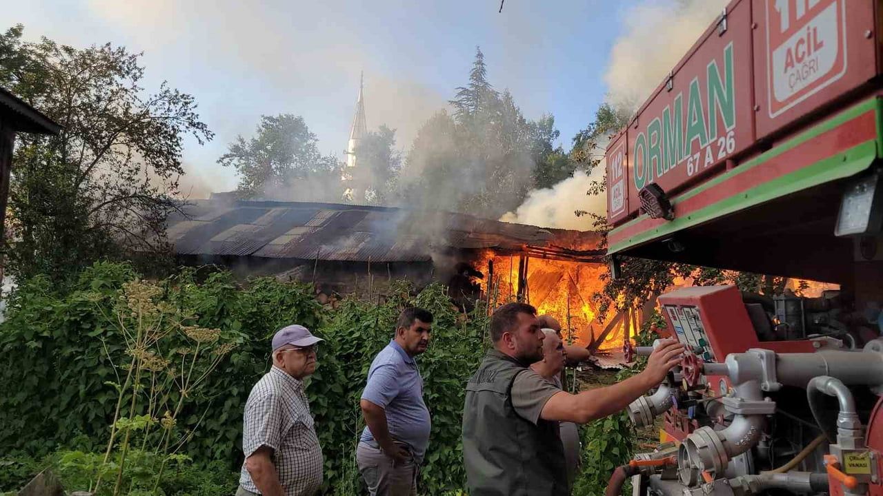 Eflani'de samanlık yangını: ekipler ev ve orman için mücadele ediyor