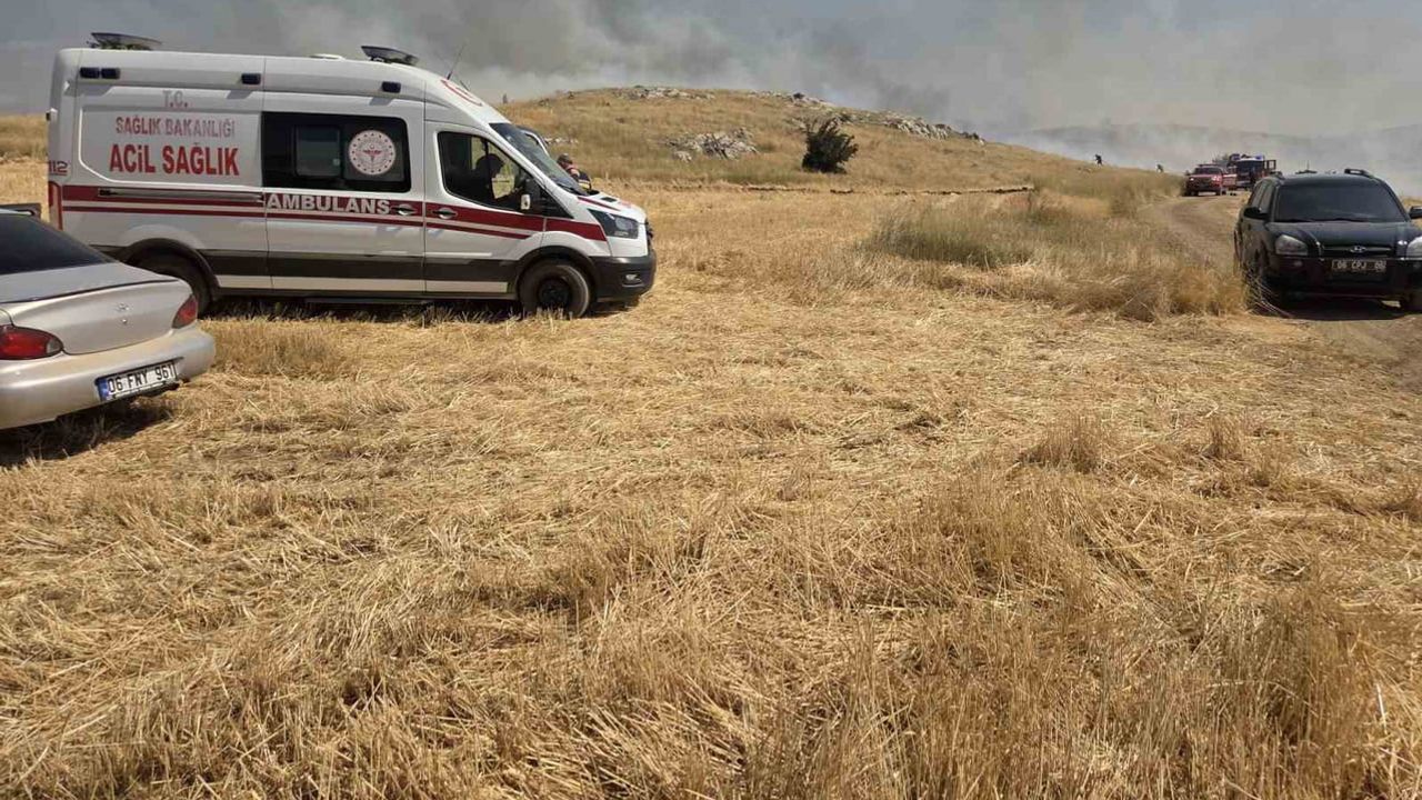 Elmadağ kırsalında anız yangını, itfaiye ve vatandaşların ortak mücadelesi