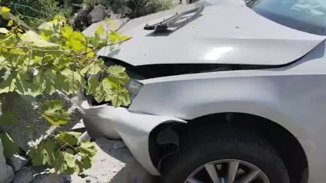 Erciş yakınlarında duvara çarpan Skoda Octavia'da iki kişi hafif yaralandı