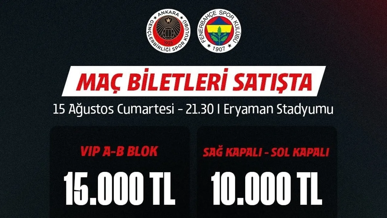 Gençlerbirliği ile Fenerbahçe maçı biletleri satışa çıktı