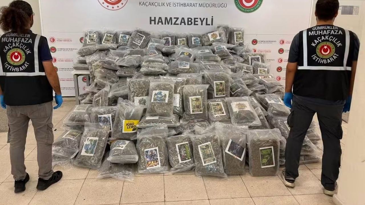 Hamzabeyli gümrük kapısında tırda 287 kilo 910 gram esrar bulundu