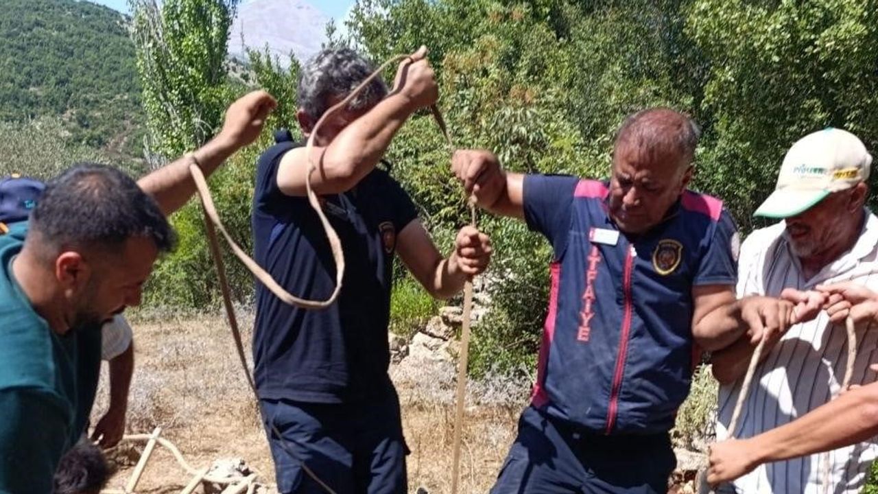 İtfaiye ve köylülerden koordineli müdahale: kuyudan çıkarılan keçi sahibine teslim edildi