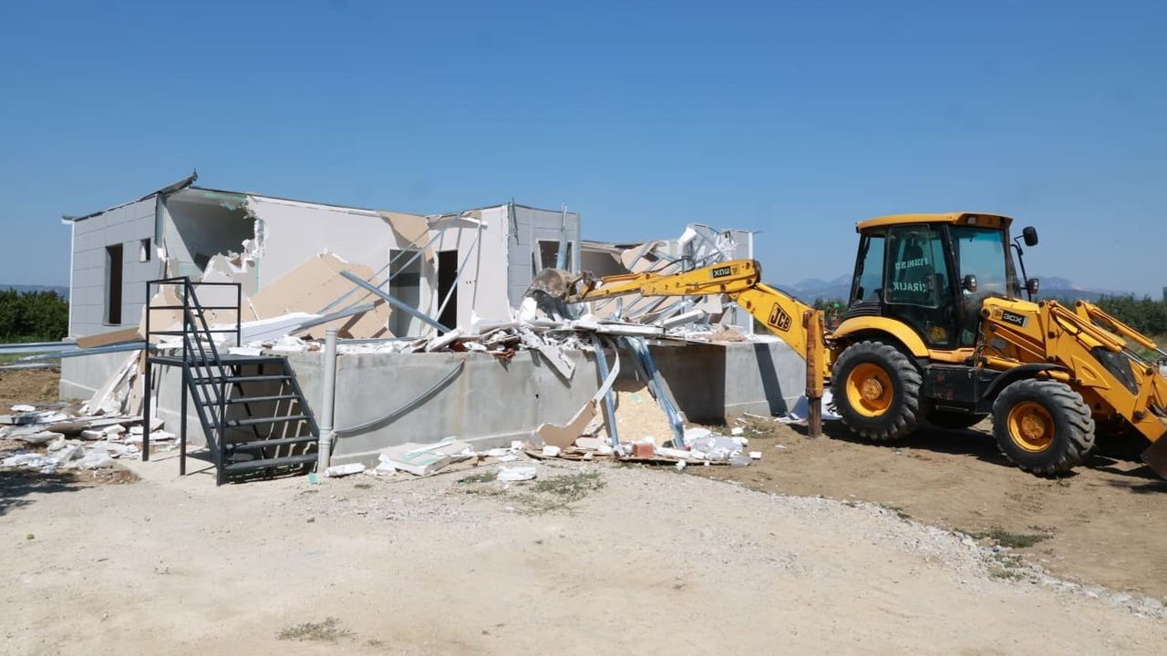 Kaçak yapı yıkımında yavrularıyla kurtarılan kedi koruma altına alındı