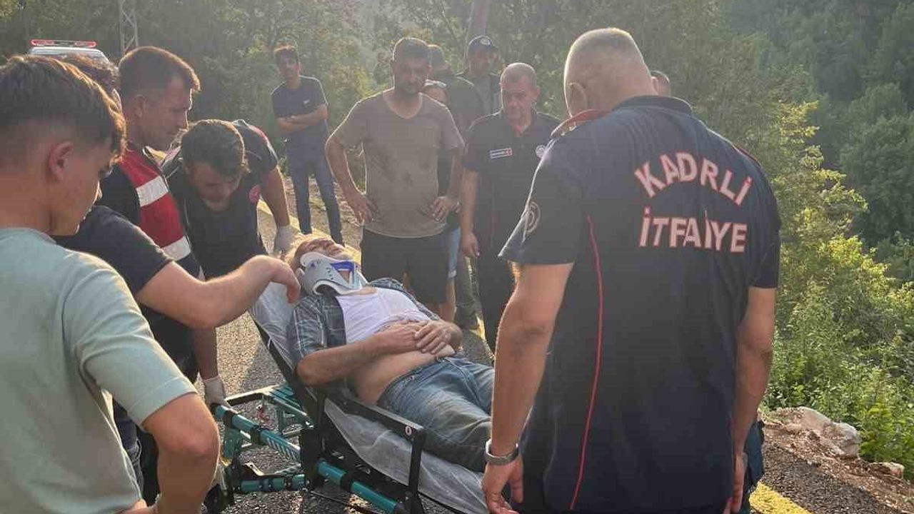 Kadirli yollarında kaza: otomobil Tahta Köyü Dokuz Ağaç mevkisinde uçuruma düştü