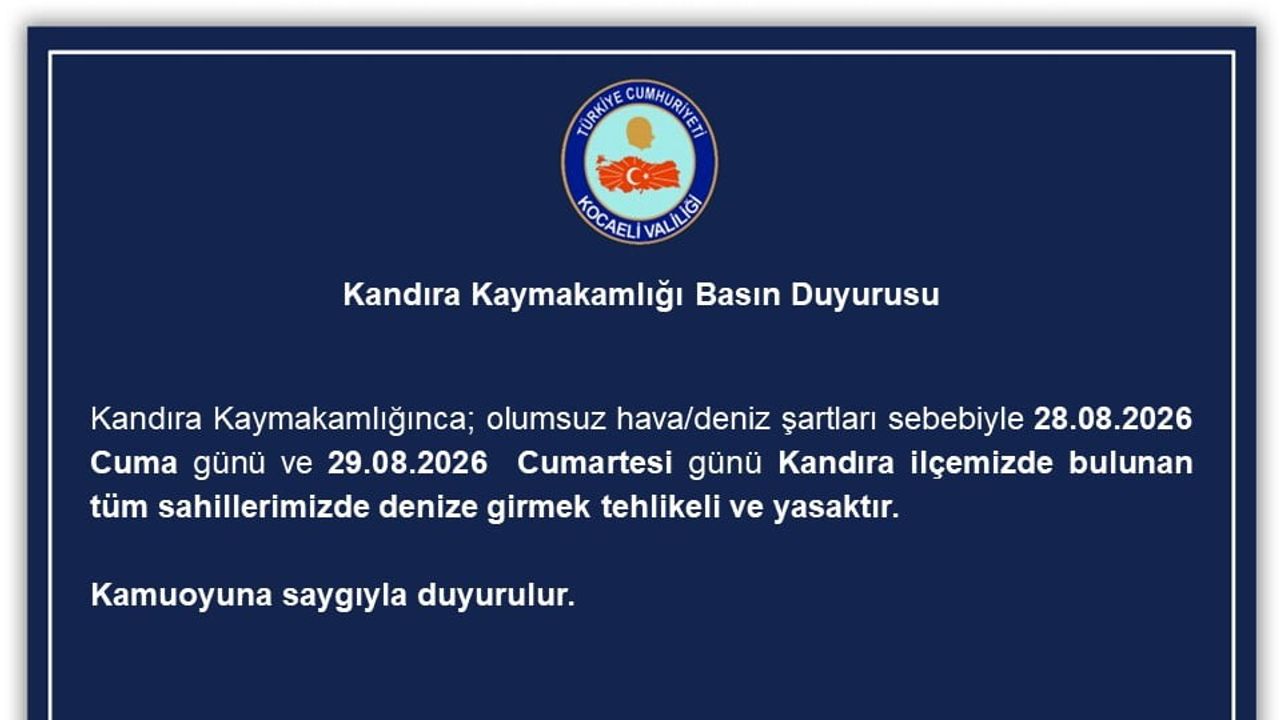 Kandıra'da kırmızı alarm: sahillere iki gün denize giriş yasak
