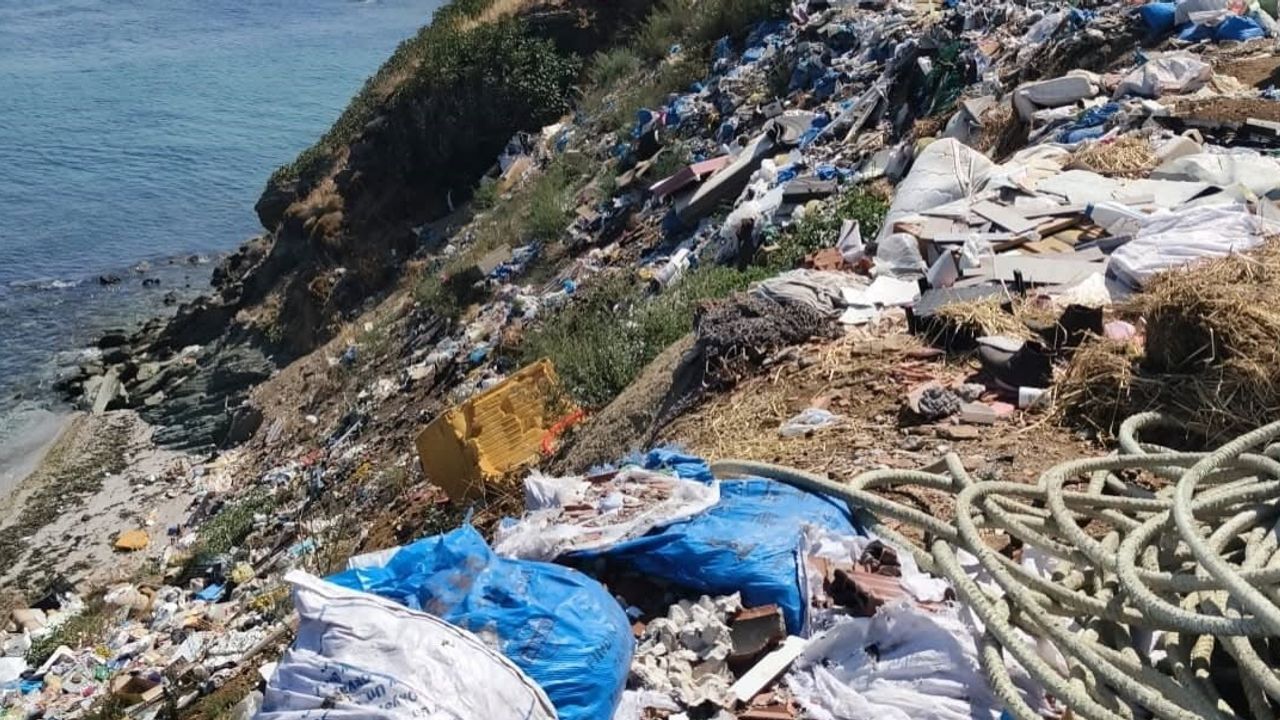Kapıdağ yarımadası'nda biriken çöpler kepçeyle toplanıyor