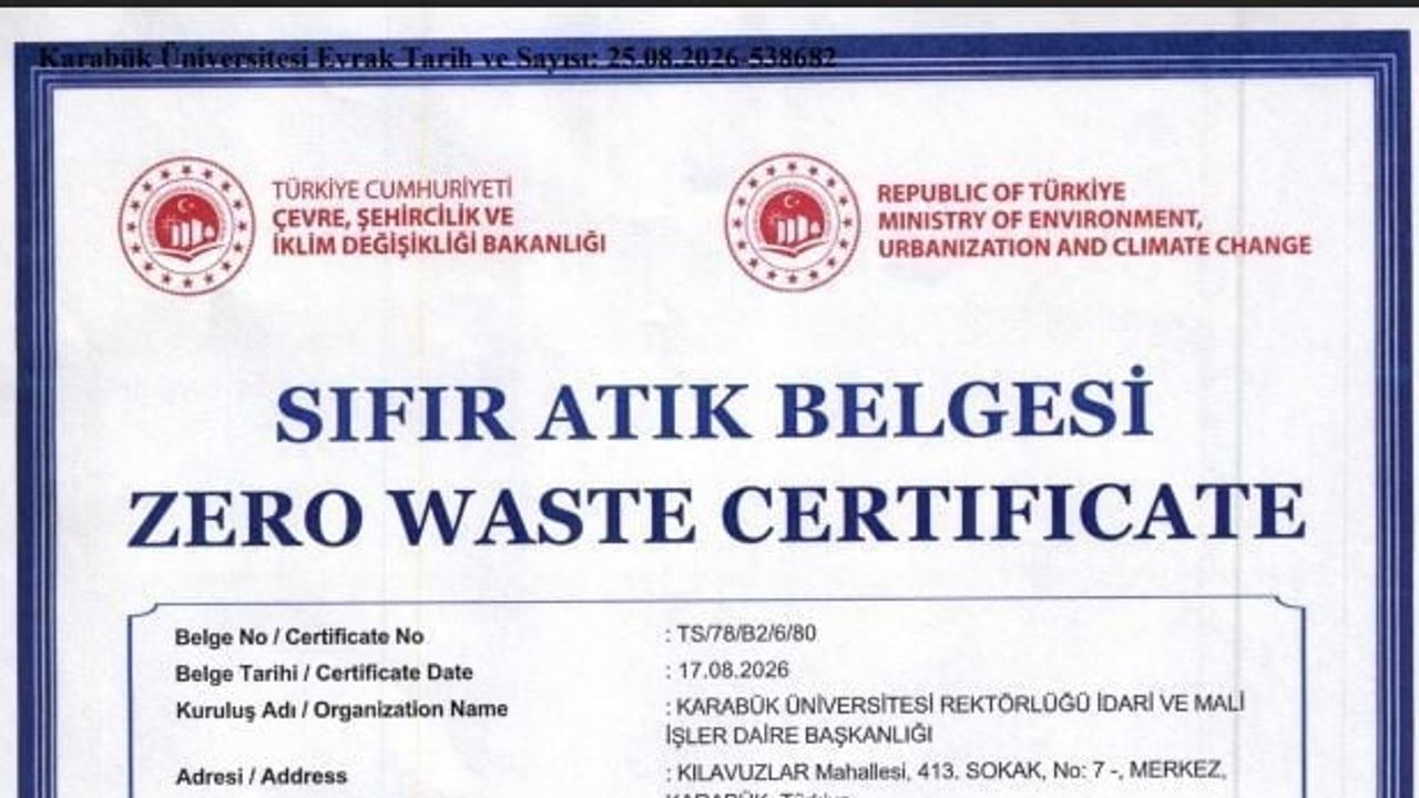 Karabük Üniversitesi beş yıllık sıfır atık belgesini yeniledi