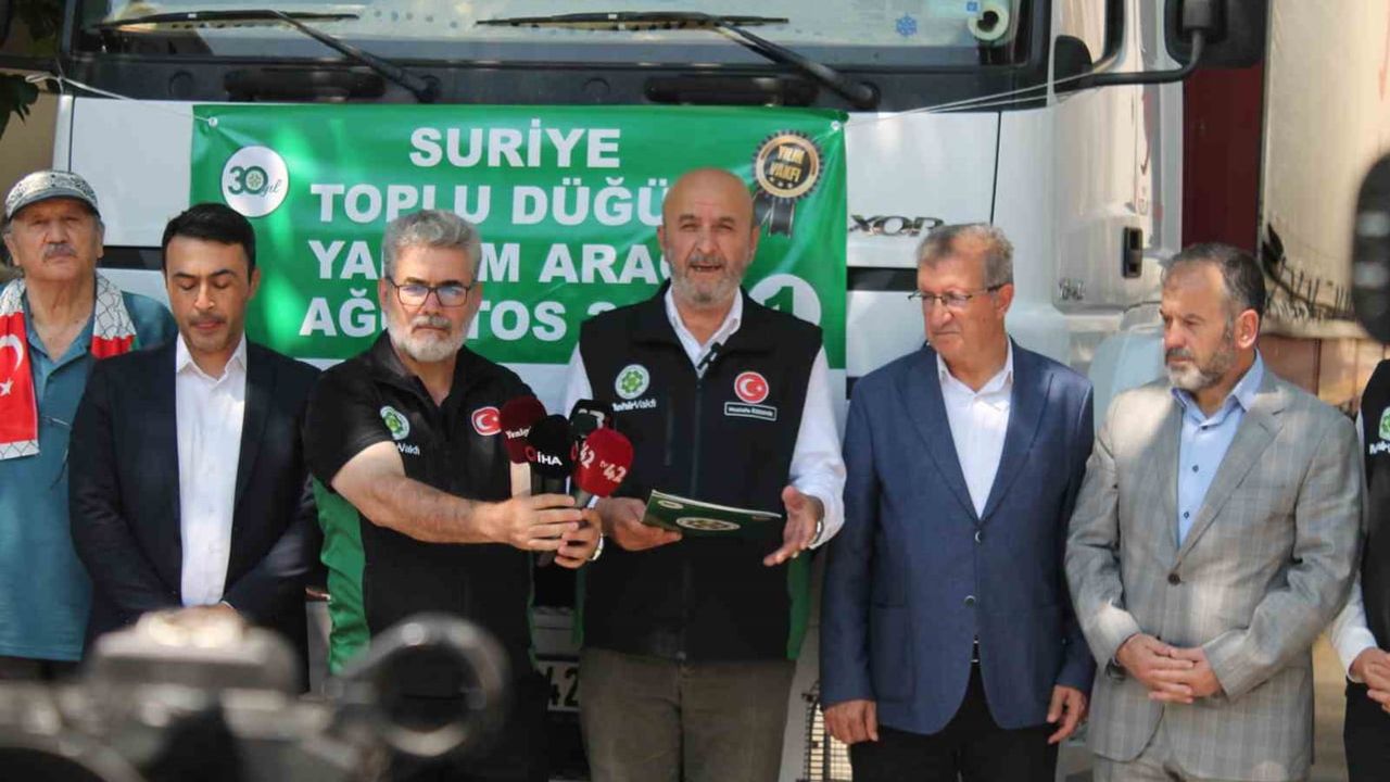 Konya'dan Suriye'ye üç tır umut: nişanlı çiftlere ayni destek