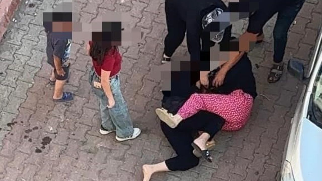 Mahalle kamelyasında iki kadının kavgası cep telefonu kamerasında