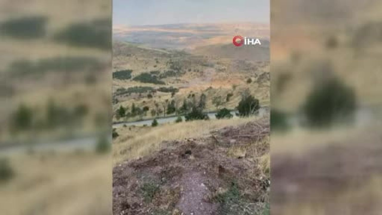 Mamak'ta yol kenarındaki otluktan yayılan alevlerin ilk anları kamerada