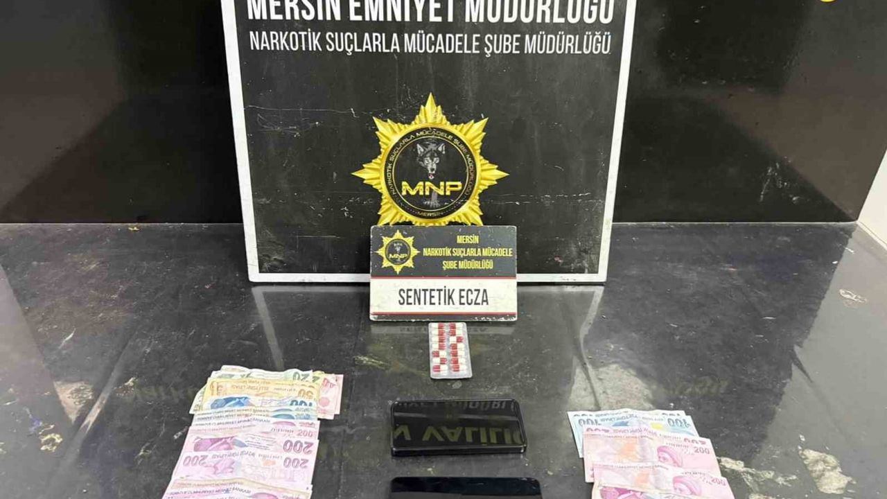 Mersin'de üç şüpheli tutuklandı: 123 sentetik ecza maddesi ele geçirildi