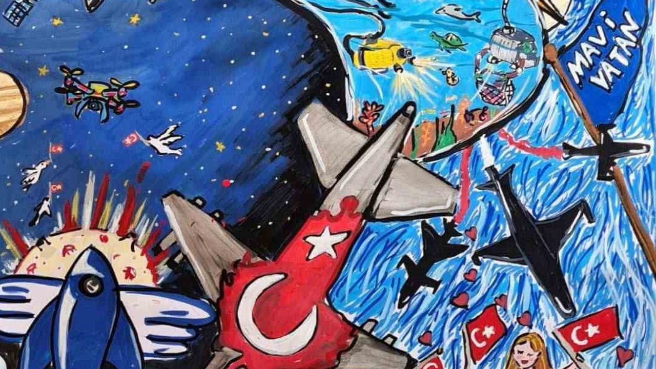 Minik ressam Cemre, Mavi Vatan resim yarışmasında Türkiye birincisi oldu