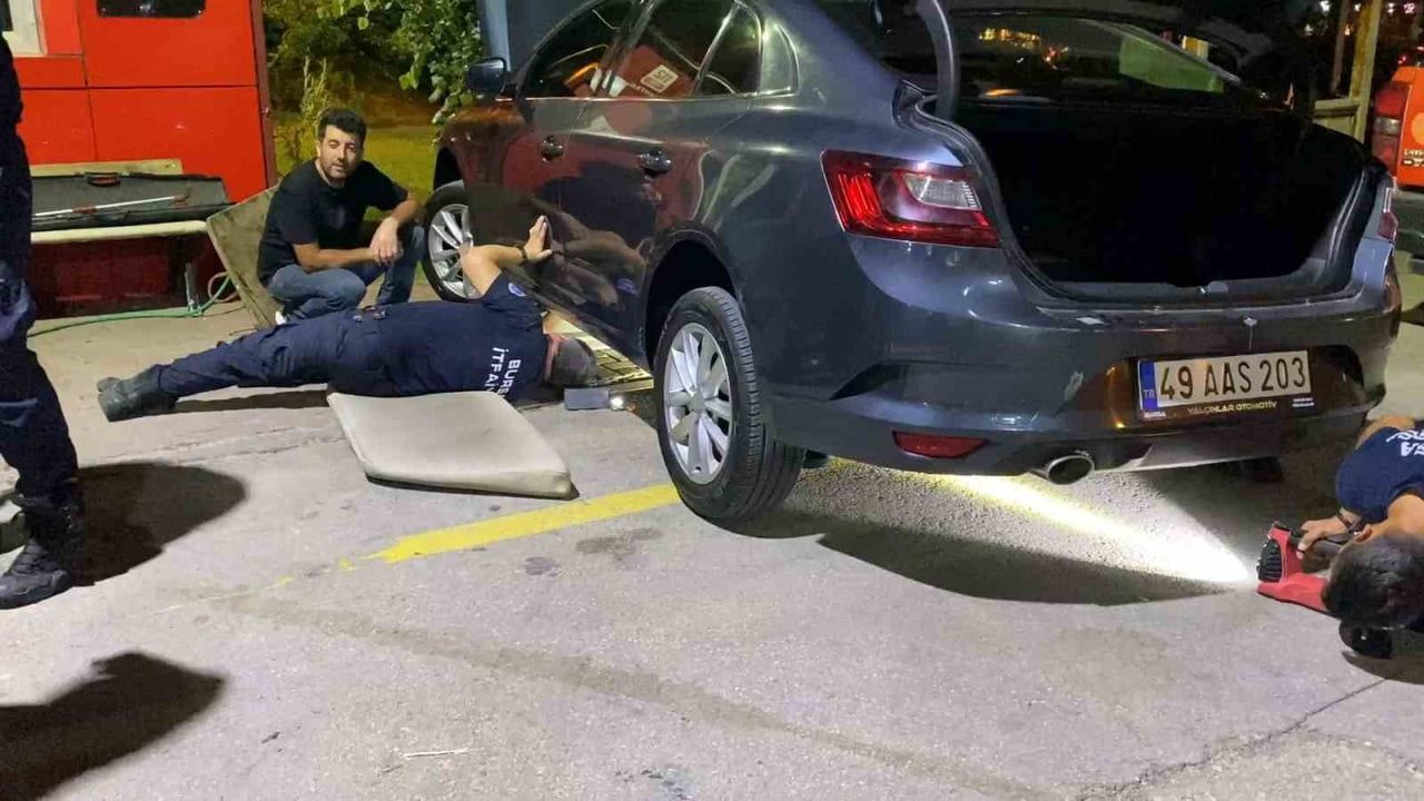 Motor kapağında 1,5 metrelik yılanı görünce itfaiyeye koştu