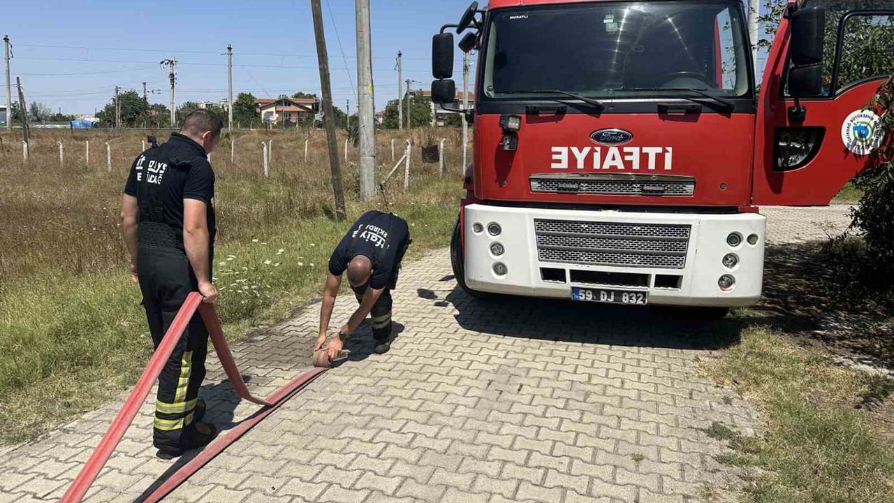Muratlı'da boş arazide başlayan ot yangını itfaiye müdahalesiyle kontrol altına alındı