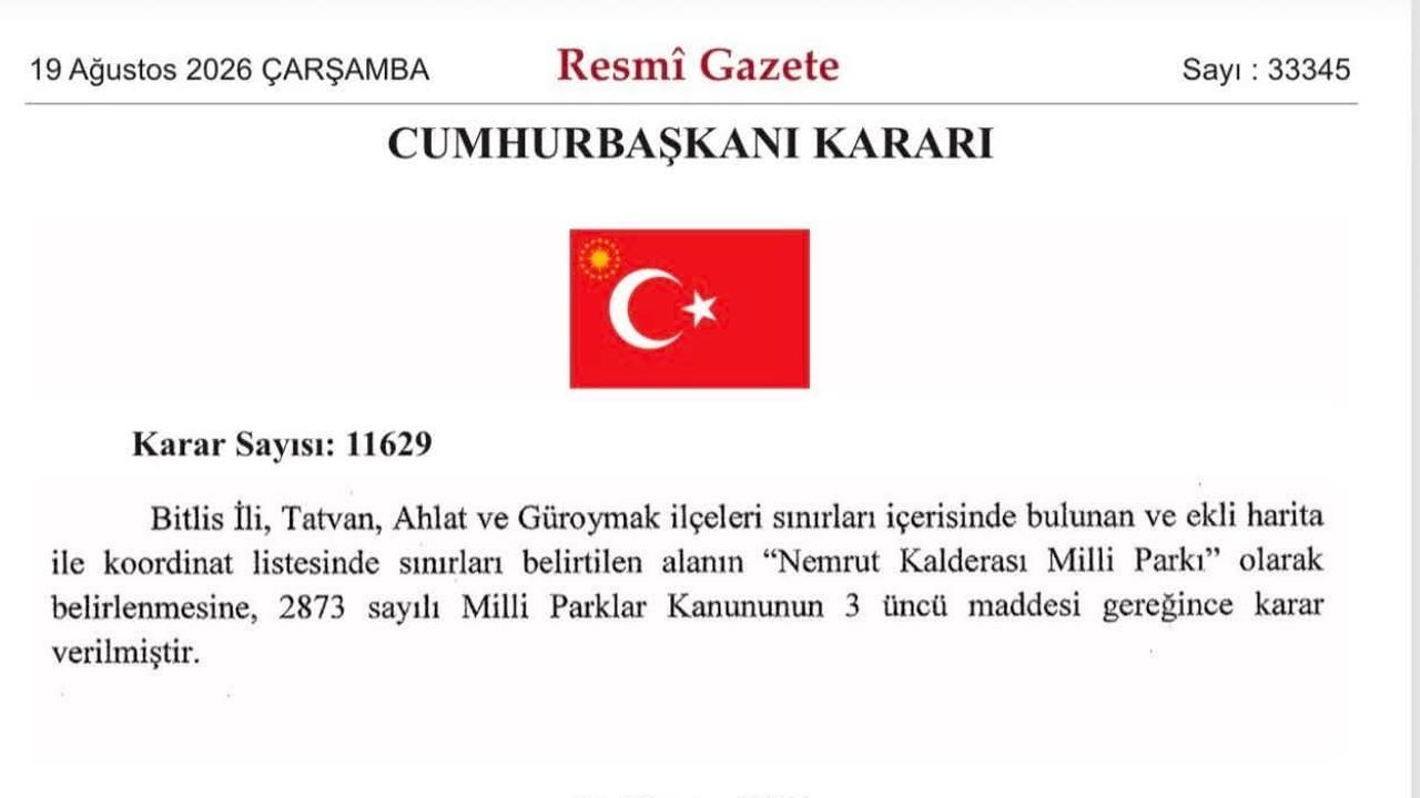 Nemrut Kalderası'na milli park statüsü: Bitlis'te koruma ve turizm odaklı yeni dönem
