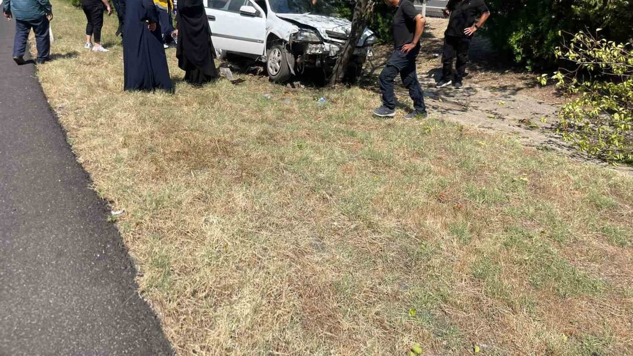Osmaniye'de kontrolü kaybeden otomobil refüjde ağaca çarptı