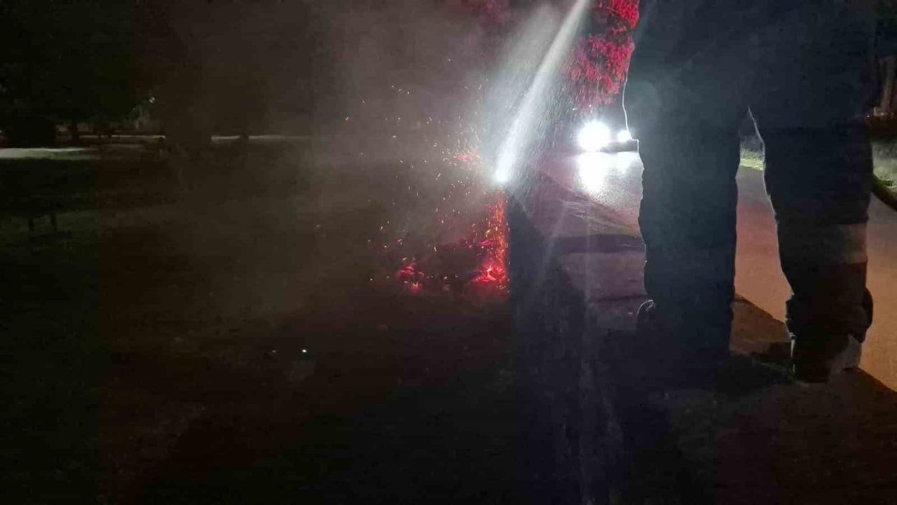 parkta kundaklanan yatak mahallede alarma yol açtı