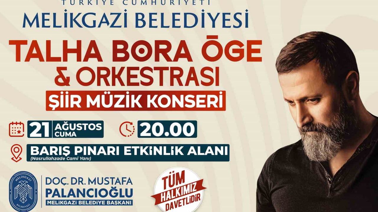 Parkta şiir ve türküler: Talha Bora Öge Melikgazi'de sahne alacak
