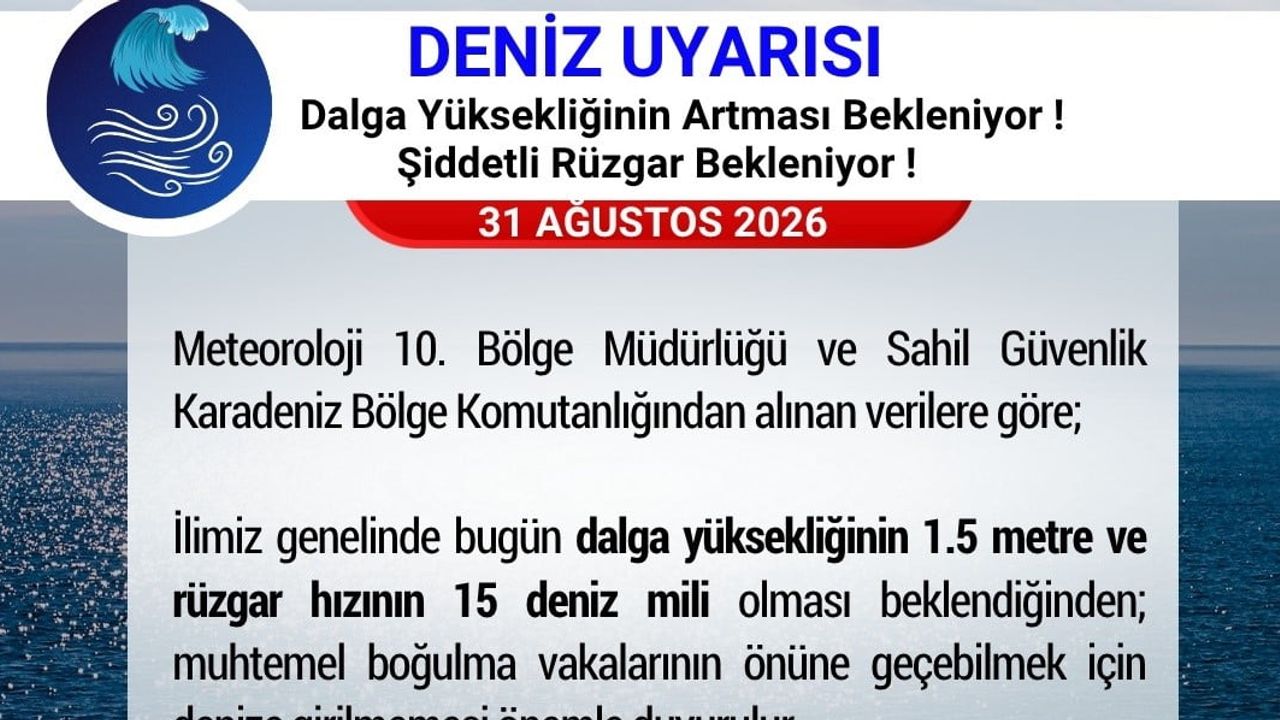 Samsun valiliğinden uyarı: Karadeniz'de denize girilmesin