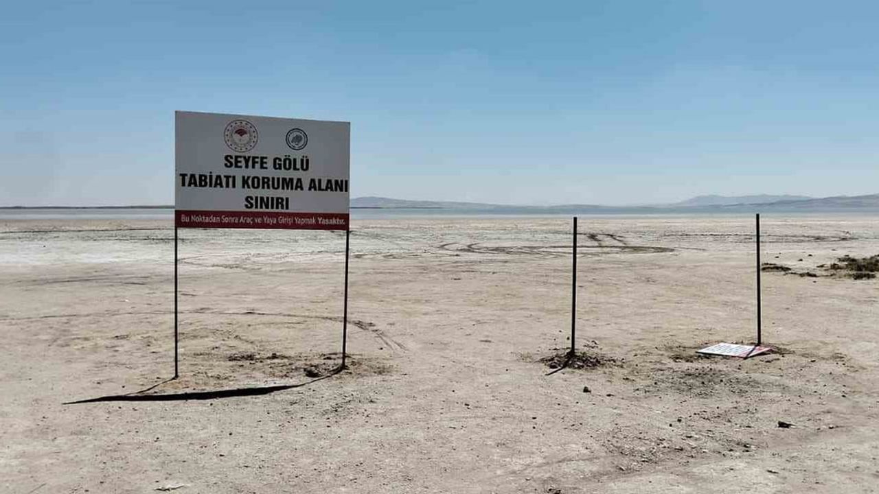 Seyfe Gölü çevresinde bilgilendirme tabelalarına zarar verildi