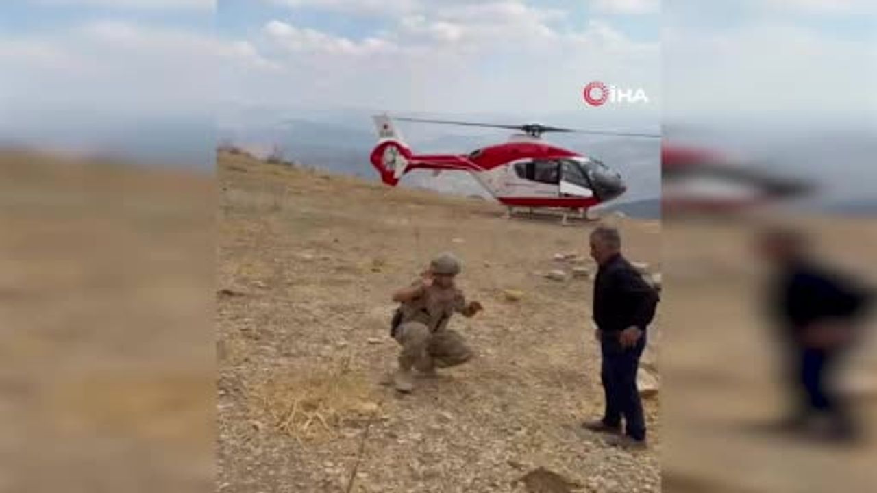 Siirt'te yayladan helikoptere taşınan kadın beyin kanaması nedeniyle hastaneye sevk edildi