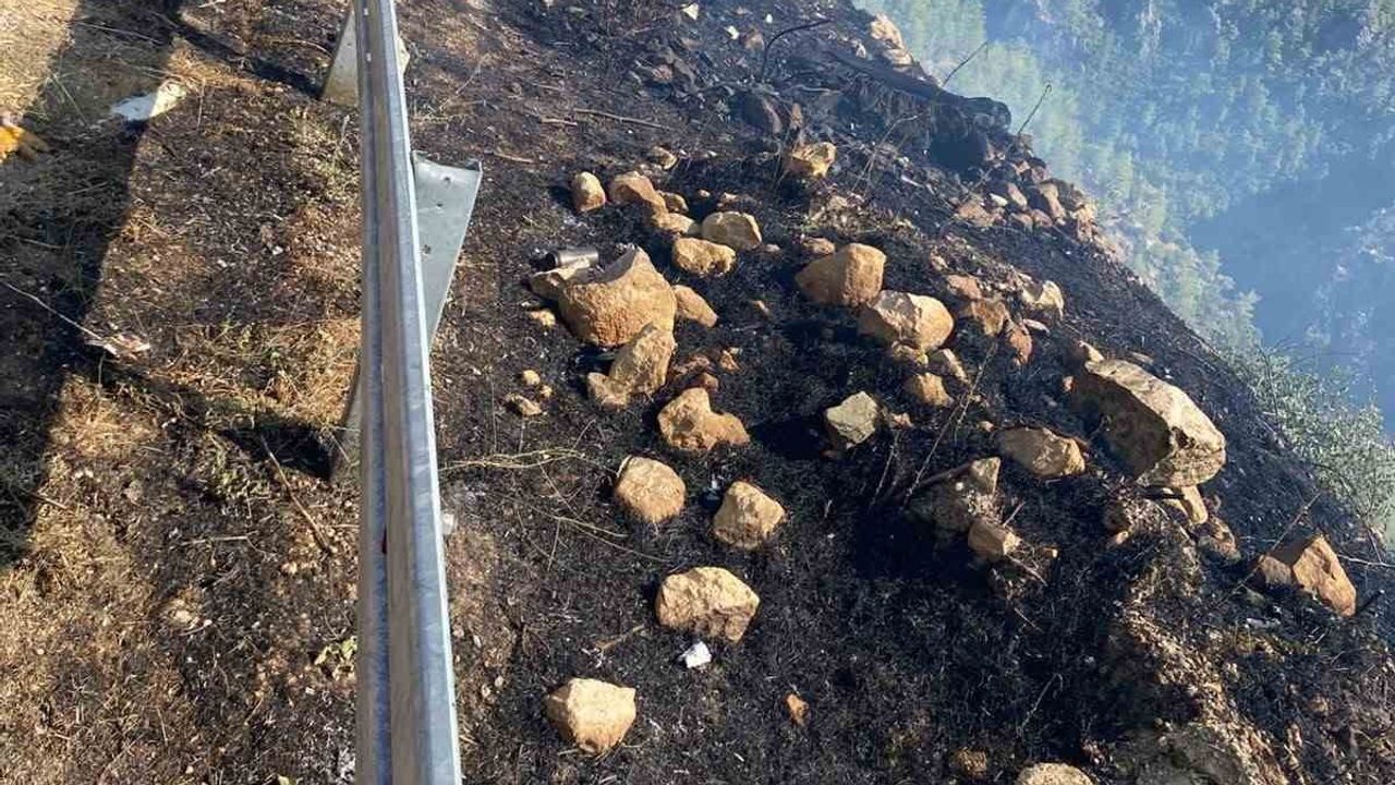 Silifke'de yol kenarındaki otluk yangını kontrol altına alındı