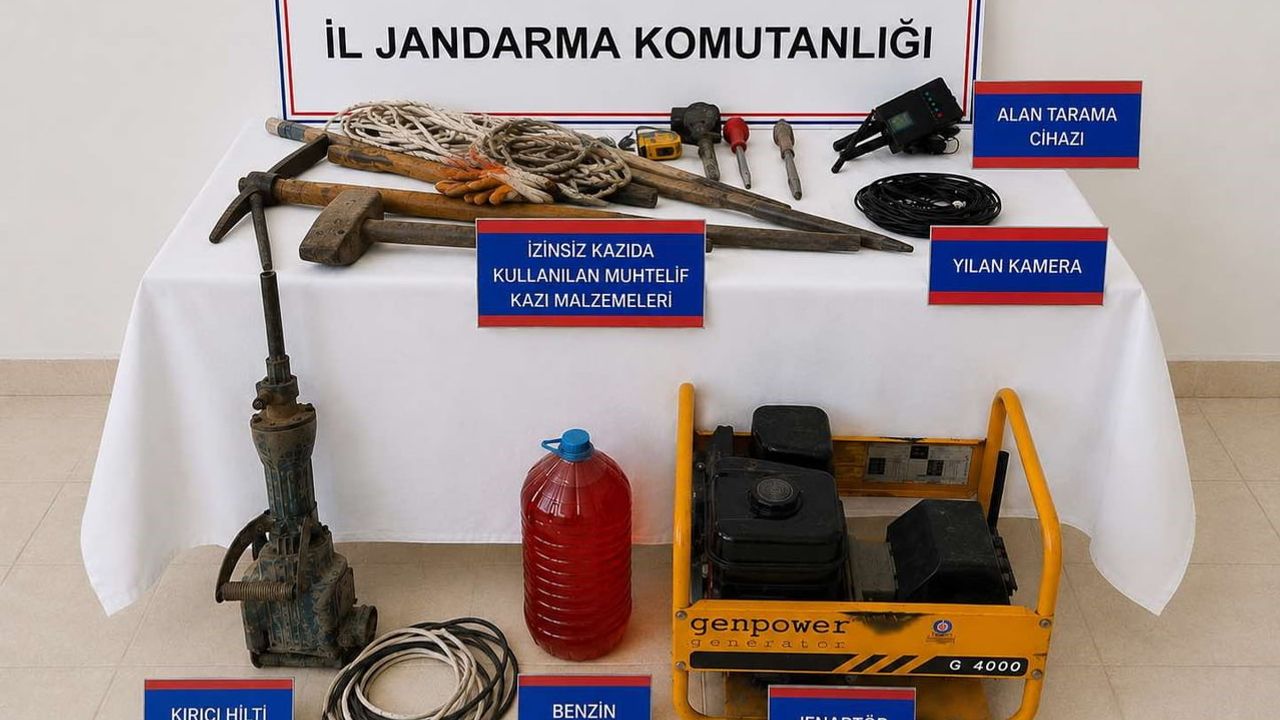Sit alanında Çekerek'de izinsiz kazıya müdahale: 8 şüpheli ve ekipman ele geçirildi
