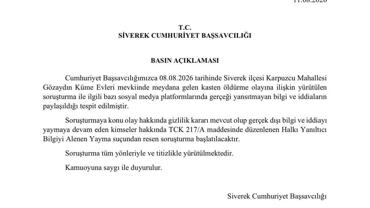 Siverek Cumhuriyet Başsavcılığı'ndan gerçeği yansıtmayan paylaşımlara soruşturma