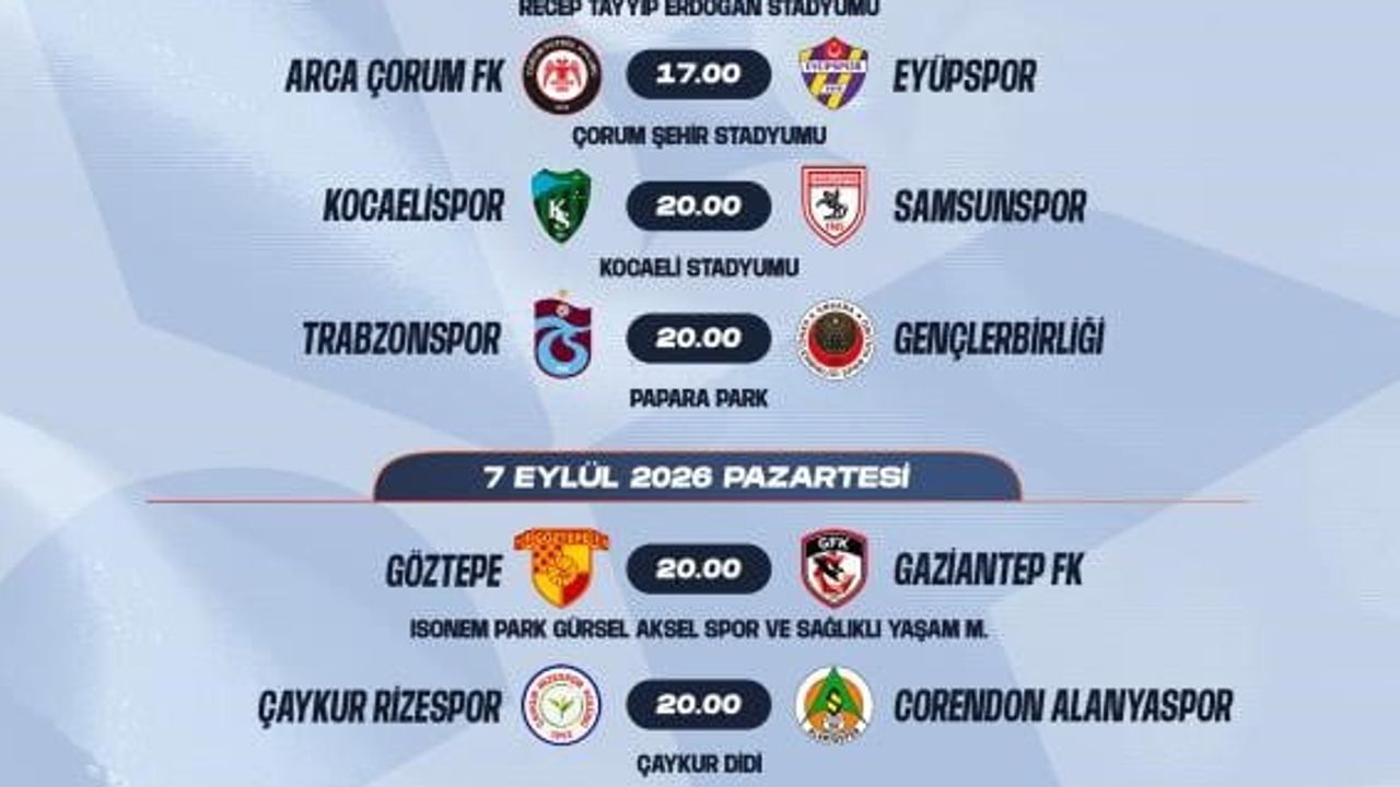 Süper lig 4. hafta fikstürü açıklandı; Galatasaray ve Fenerbahçe tarih bekliyor