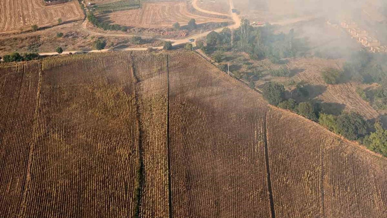 Taşçılar'daki anız yangını havadan ve karadan müdahale ile sınırlandırıldı