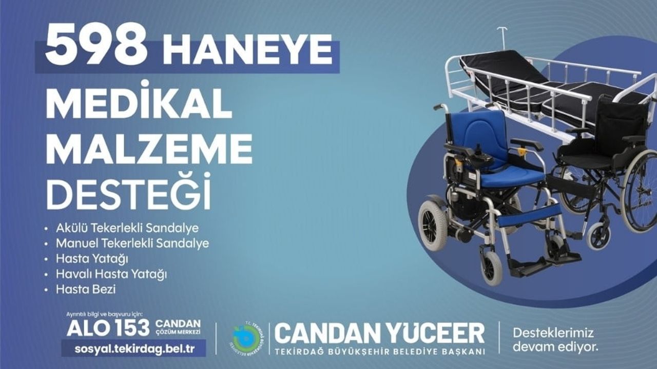 Tekirdağ'da ihtiyaç sahibi 598 haneye medikal destek verildi