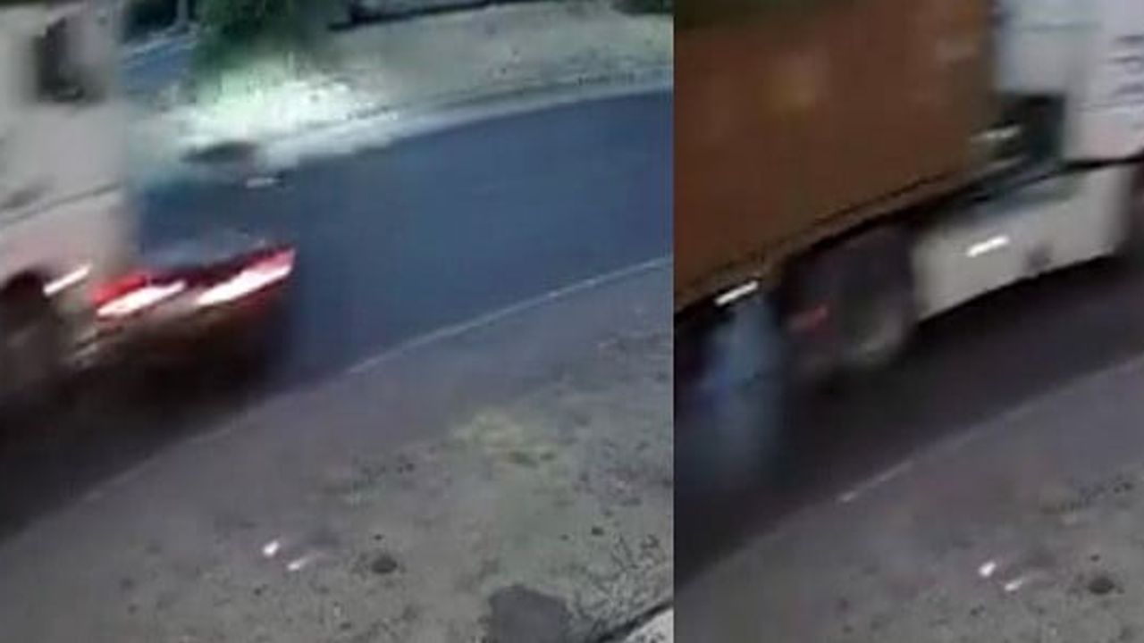 Tır şerit değiştirirken aracı metrelerce sürükledi