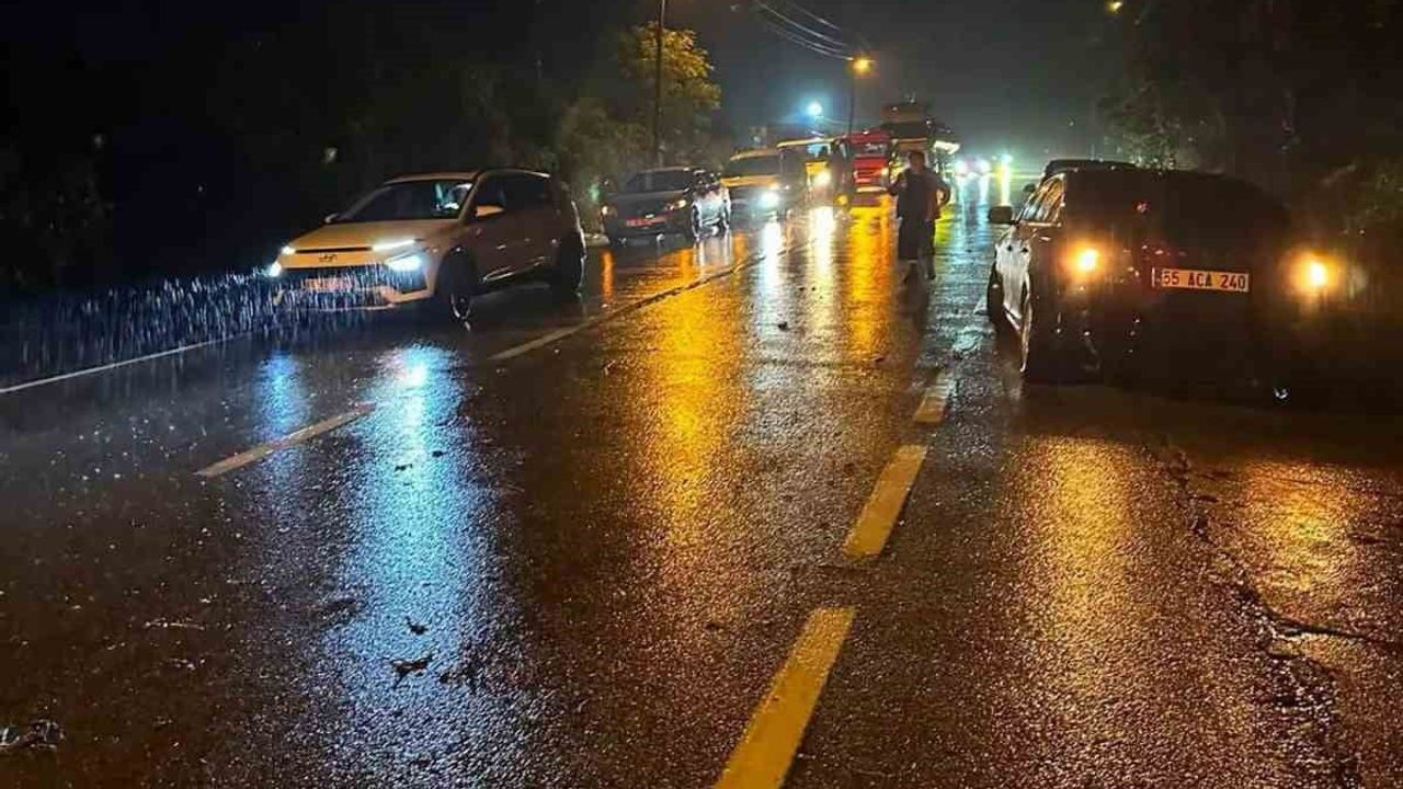 Tirebolu-Torul kara yolu taş ve ağaç dalları nedeniyle ulaşıma kapatıldı