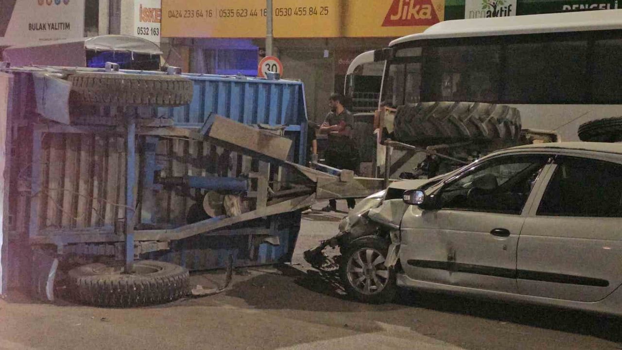 Trafik kazası Nail Bey Mahallesi'nde: otomobil ve traktör çarpıştı, 5 yaralandı