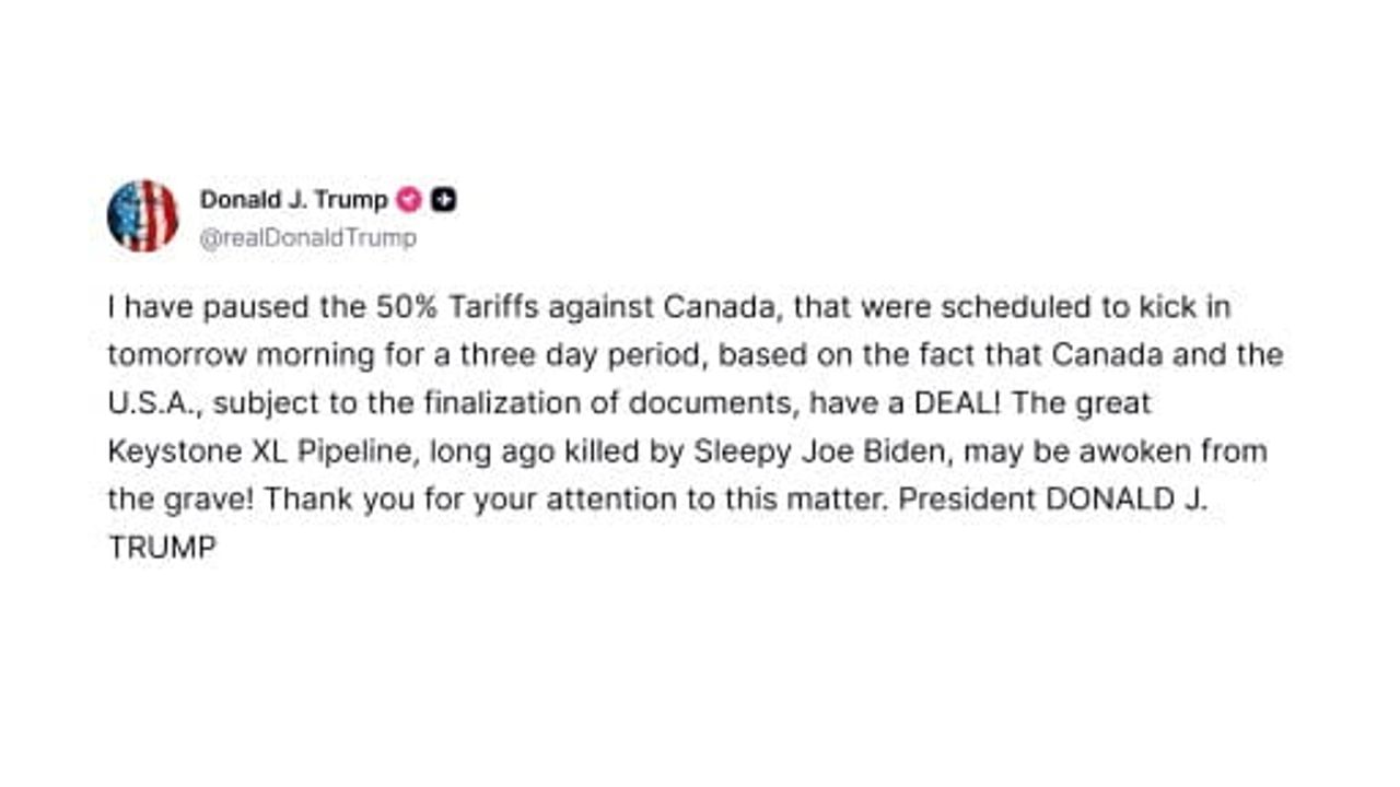 Trump Kanada'ya yüzde 50 gümrük vergisini üç günlüğüne askıya aldı